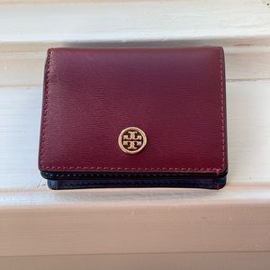 Tory Burch Mini Wallet Burgundy and Blue